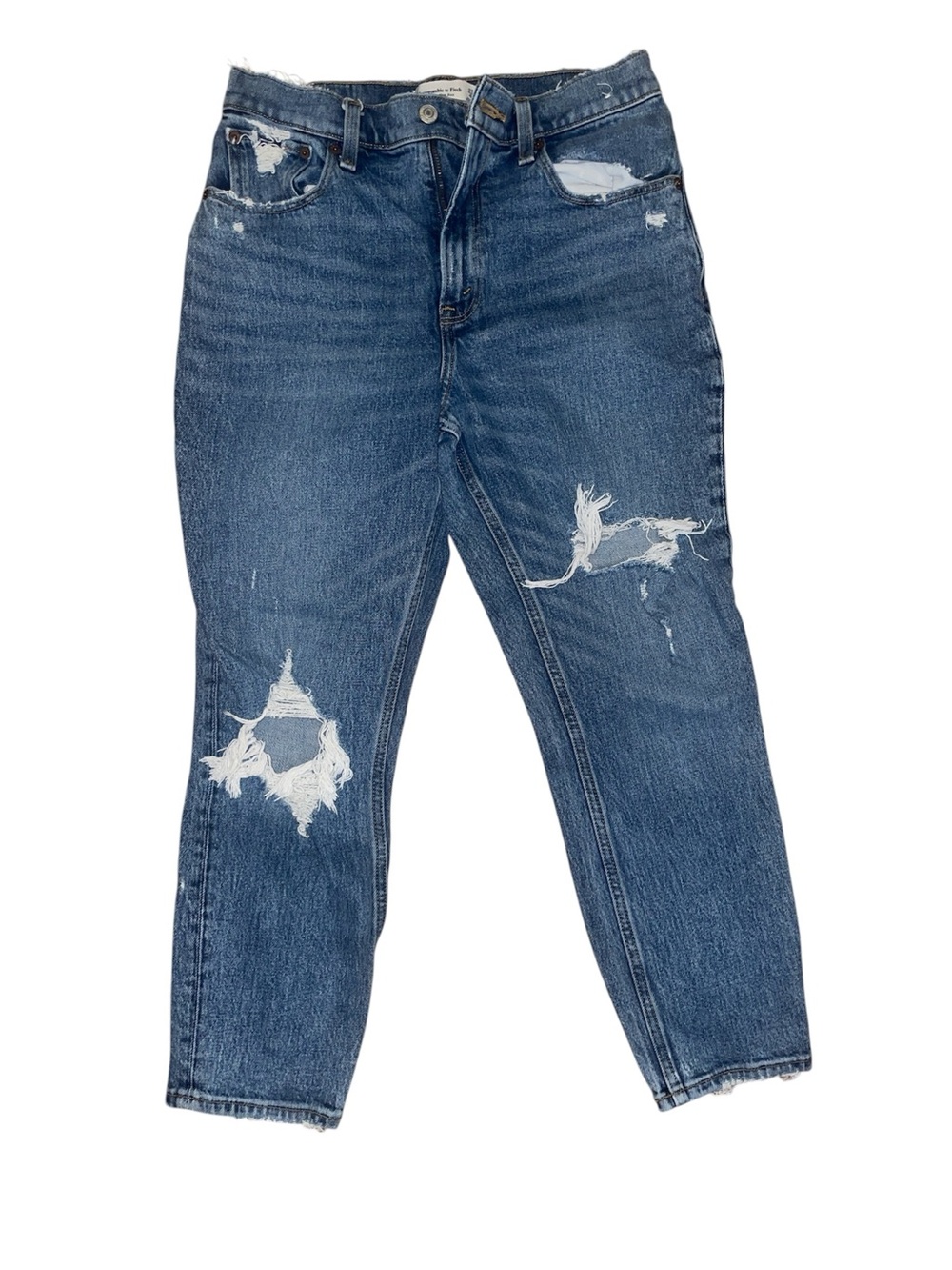 Abercrombie & Fitch Distressed Dark Blue High-Rise Jeans